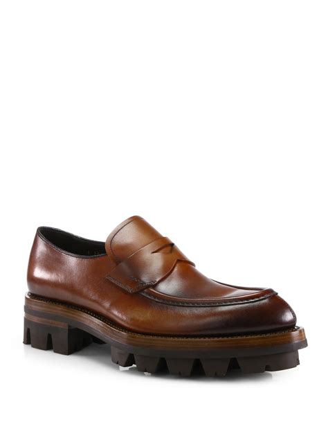 prada penny loafer brown|prada platform loafer.